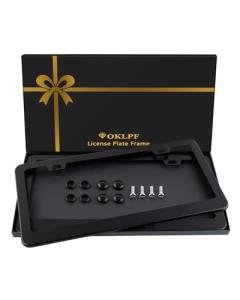 2 Pack Black License Plate Frame, Black Aluminum License Plate Cover, Matte License Plate Front and Rear 2 Packs. (2 Holes), Come with Screw Cap, Screw,Washer