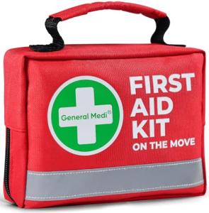 General Medi First Aid Kit - 150 Pieces Small Compact First Aid Kit Bag - Includes Instant Cold Pack, Emergency Blanket for Travel, Home, Office, Vehicle, Camping