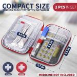 BURIUS 2 Pcs Travel First Aid Bag Empty Portable Storage - Small Medical Bag Empty with Multiple Compartments, 7.1 x 5.1 Small First Aid Pouch with Zipper Closure for Camping and Hiking, Blue and Red