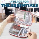 BURIUS 2 Pcs Travel First Aid Bag Empty Portable Storage - Small Medical Bag Empty with Multiple Compartments, 7.1 x 5.1 Small First Aid Pouch with Zipper Closure for Camping and Hiking, Blue and Red