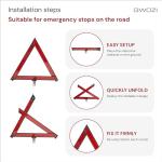 Reflective Triangle - Warning Orange Ttriangle Reflector - Foldable Emergency Triangles for Vehicles, Trucks - Safety Triangle for Highway & Roadside, Hazard Sign, 2 Pcs