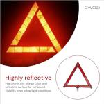 Reflective Triangle - Warning Orange Ttriangle Reflector - Foldable Emergency Triangles for Vehicles, Trucks - Safety Triangle for Highway & Roadside, Hazard Sign, 2 Pcs