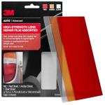 3M Auto High-Strength Lens Repair Film, 3.5 in x 7.75 in, Assorted Sheets: Red / Amber / Clear, Weatherproof & Airtight Seal, Flexible Film Repairs Flat or Curved Lenses on Truck & Car Lights (03345)