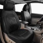 HORSE KINGDOM Universal Deluxe Pu Luxury Vinyl Faux Leather Car Seat Covers Full Set, Airbag Compatible, Breathable, Fit for Cars, Trucks, SUV (All Black)