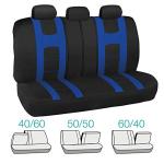 carXS Forza Series Blue Seat Covers Full Set Combo with Car Floor Mats – Front and Rear Bench Cover & Protector Set, Interior Covers for Auto Truck Van SUV