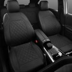 HORSE KINGDOM Universal Deluxe Pu Luxury Vinyl Faux Leather Car Seat Covers Full Set, Airbag Compatible, Breathable, Fit for Cars, Trucks, SUV (All Black)