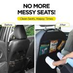 lebogner Back Seat Cover For Kids + 3 Pocket Storage Organizer, 2 Pack X-Large Waterproof Kick Mats Backseat Protector, Car Seat Back Protectors For Vehicles To Protect From Dirt, Mud & Scratches