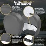 TIRESHIELD PRO Tire Covers Set of 4 - Heavy Duty All-Weather UV-Resistant Wheel Covers w/StormLock-System - Year-Round Protection for Your RV, Camper, Truck, Car & Trailer Tires w/ 23-25.75" Diameter