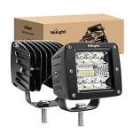 Nilight LED Pods 2Pcs 3 Inch 42W LED Cubes Spot Flood Combo Square Driving Fog Off Road Work Lights for Trucks Pickup Golf Cart SUV ATV UTV 4x4 Van Camper