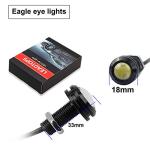 LEADTOPS 10Pcs 18mm 12V Eagle Eye LED Car Fog DRL Daytime Running Light Backup Reverse Tail Rock Lights Small bulb (White, Black Case)