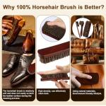 Lyssra 4-Piece 100% Horse Hair Shoe Brush Kit Premium Dauber Applicators Leather Care Cleaning Set with Polishing Brushes and Cloth for Leather Suede Shoes Boots Bags Cars Cleaning Polishing