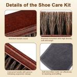 Lyssra 4-Piece 100% Horse Hair Shoe Brush Kit Premium Dauber Applicators Leather Care Cleaning Set with Polishing Brushes and Cloth for Leather Suede Shoes Boots Bags Cars Cleaning Polishing
