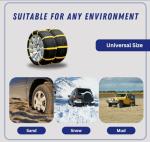 Jeremywell 10 PCS Emergency Anti-Skid Mud Snow Survival Traction Multi-Function Car Tire Chains, Yellow, Security Chains for Car Truck SUV Emergency Winter Driving Universal Tire Cable Belts
