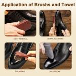 Lyssra 4-Piece 100% Horse Hair Shoe Brush Kit Premium Dauber Applicators Leather Care Cleaning Set with Polishing Brushes and Cloth for Leather Suede Shoes Boots Bags Cars Cleaning Polishing