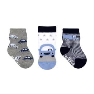 Robeez Baby Boys 3-Pack Socks, Bumper to Bumper Cars,12-24 months