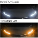 TEKSHINNY Car LED Strip Lights, 2Pcs 24 Inch Flexible LED Headlight Strips Dual Color White Turn Signal Yellow Lights Waterproof Car Daytime Running Light Strip for Truck SUV