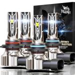 RENO 9005 9006 Bulb Combo, 9005 9006 Fog Lights Bulbs, 9006 9005 6500K White Driving Light Bulbs Fanless In Line Car Fog Bulb Plug and Play, Pack of 4