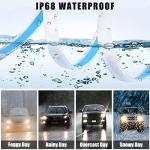 TEKSHINNY Car LED Strip Lights, 2Pcs 24 Inch Flexible LED Headlight Strips Dual Color White Turn Signal Yellow Lights Waterproof Car Daytime Running Light Strip for Truck SUV