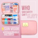 EVERLIT CARE Car First Aid Kit with Emergency Supplies Survival Gear Including Window Breaker Disposable Urine Bag Mountable Survival Kit for Family Travel in Car (Pink)