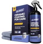 GLOMAX Ceramic Coating For Cars (16 oz.) - Hydrophobic Ceramic Car Wax Spray With Added UV PROTECTION - LONG LASTING Shiny Car Stuff - Spray Wax For Cars With 2 Micro Fiber Towels, Waterless Wash