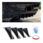 Augeny 4PCS Car Rear Lower Bumper Wing Lip Diffuser, Anti-Crash Curved Shape Auto Shark Fin Spoiler Protector with Screws, Universal Rear Bumper Lip Diffuser Kit for Car SUV Truck (Curved/Black)