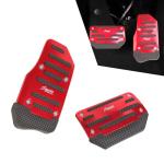 dawfall Pack-2 Car Foot Pedals, Brake + Throttle Upgraded Anti-Slip Rubber Strip Foot Pedal Cover Kit, No Drilling Required Alloy Sports Trim, Universal for Automatic Transmission Cars (Red & Black)