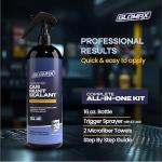 GLOMAX Ceramic Coating For Cars (16 oz.) - Hydrophobic Ceramic Car Wax Spray With Added UV PROTECTION - LONG LASTING Shiny Car Stuff - Spray Wax For Cars With 2 Micro Fiber Towels, Waterless Wash