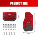 dawfall Pack-2 Car Foot Pedals, Brake + Throttle Upgraded Anti-Slip Rubber Strip Foot Pedal Cover Kit, No Drilling Required Alloy Sports Trim, Universal for Automatic Transmission Cars (Red & Black)