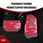 dawfall Pack-2 Car Foot Pedals, Brake + Throttle Upgraded Anti-Slip Rubber Strip Foot Pedal Cover Kit, No Drilling Required Alloy Sports Trim, Universal for Automatic Transmission Cars (Red & Black)