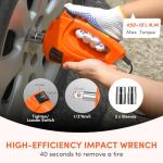 Electric Car Jack Kit 5 Ton 12V Floor Jack Portable Hydraulic Car Jack with Impact Wrench and Tire Inflator Pump for SUV Sedans Tire Change with LED Light, Lifting Height 6 to 17.7 Inch