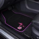 CAR PASS Embroidery Butterfly and Flower Car Floor Mats, Pink Car Floor Mats Universal Fit 95% Automotive,SUVS,Sedan,Vans,for Cute Women,Girly,Set of 4 (Black with Pink)