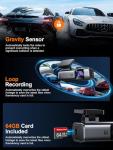 galphi 4K Dash Cam Front, Built-in 5G WiFi, 64GB Card Included, Dash Camera for Cars, Mini Dashcam with Super Night Vision, Loop Recording, G-Sensor, 24 Hours Parking Monitor, Support 256GB Max