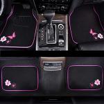 CAR PASS Embroidery Butterfly and Flower Car Floor Mats, Pink Car Floor Mats Universal Fit 95% Automotive,SUVS,Sedan,Vans,for Cute Women,Girly,Set of 4 (Black with Pink)