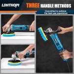 LDHTHOPI Buffer Polisher, 1600W 7 Inch/6 Inch Rotary Buffer Polisher Waxer, 7 Variable Speed 1000-3500 RPM, Detachable Handle for Car, Boat Sanding, Polishing, Waxing