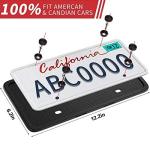 XCLPF Silicone Black License Plate Frame Covers 2 Pack- Front and Back Car Plate Bracket Holders. Rust-Proof, Rattle-Proof, Weather-Proof (Black)
