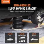 VEVOR Air Jack, 3T / 6600 lbs Triple Bag Air Jack, Airbag Jack with Six Steel Pipes, Lift up to 17.7 inch/450 mm, 3-5 s Fast Lifting Pneumatic Jack, with Long Handles for Car, Garage, Repair