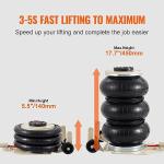 VEVOR Air Jack, 3T / 6600 lbs Triple Bag Air Jack, Airbag Jack with Six Steel Pipes, Lift up to 17.7 inch/450 mm, 3-5 s Fast Lifting Pneumatic Jack, with Long Handles for Car, Garage, Repair