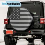Spare Tire Cover for RV Trailer, 15 Inch Dustproof Leather Wheel Cover for Tire Diameter 27"-29", Waterproof American USA Flag Spare Tire Cover Protection for Truck, Trailer, RV, SUV, Camper (15in)