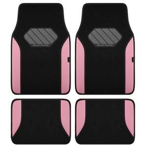 Skechers Car Floor Mats,Waterproof Universal Fit Faux Leather Car Mats,Floor Mats for Cars with Anti-Slip Heel Pad,Fit for SUVs,Vans,Sedans,Trucks,Pink