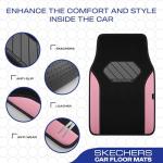 Skechers Car Floor Mats,Waterproof Universal Fit Faux Leather Car Mats,Floor Mats for Cars with Anti-Slip Heel Pad,Fit for SUVs,Vans,Sedans,Trucks,Pink