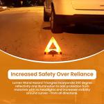 Reflective Warning Triangle with LED Lights for Road Safety by Lumen Wand | Metal Base | Internal LED with External Reflectors Emergency Triangle for Car Breakdowns
