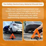 Reflective Warning Triangle with LED Lights for Road Safety by Lumen Wand | Metal Base | Internal LED with External Reflectors Emergency Triangle for Car Breakdowns