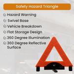 Reflective Warning Triangle with LED Lights for Road Safety by Lumen Wand | Metal Base | Internal LED with External Reflectors Emergency Triangle for Car Breakdowns