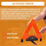 Reflective Warning Triangle with LED Lights for Road Safety by Lumen Wand | Metal Base | Internal LED with External Reflectors Emergency Triangle for Car Breakdowns