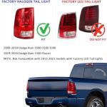 Tail Lights Assembly Fit Dodge Ram 1500 2009 2010 2011 2012 2013 2014 2015 2016 2017 2018 Dodge Ram 2500 3500 Rear Brake Lamp Turn Signal Back Up Taillight Left Driver Right Passenger Side Red Lens