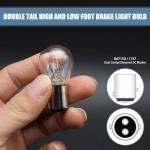 Flygun 10 PCS Car 1157 P21/5W S25 BAY15D Light Bulb, Double Tail High and Low Brake Light Bulb Turn Signal Light Bulb LongerLife Replacement, Universal Halogen Brake Tail Light Parking Light (White)