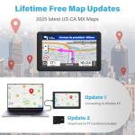 GPS Navigator for Car Truck RV - 7'' HD Touchscreen Navigation System, Latest 2025 Maps Free Lifetime Updates, Speed & Red Light Warning, Turn-by-Turn Voice Guidance, GPS Navigation for All Cars