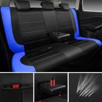 CAR PASS Air Mesh Leather Car Seat Covers Full Set,Waterproof Car Floor Mats, Sporty Steering Wheel Cover 14.5-15inch,Car Interior Sets Universal Fits for 95% Cars Truck SUV (Black and Blue)