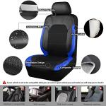 CAR PASS Air Mesh Leather Car Seat Covers Full Set,Waterproof Car Floor Mats, Sporty Steering Wheel Cover 14.5-15inch,Car Interior Sets Universal Fits for 95% Cars Truck SUV (Black and Blue)
