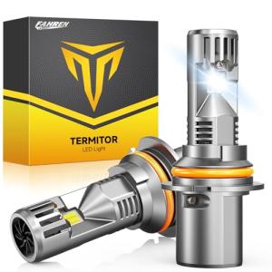 FAHREN 9007 Bulb, [Upgraded & Brightest] 33000LM 800% HB5 Fog light, 6500k White IP68 Waterproof with Cooling Fan, 1:1 Mini Size Quick Install Plug and Play, Pack of 2